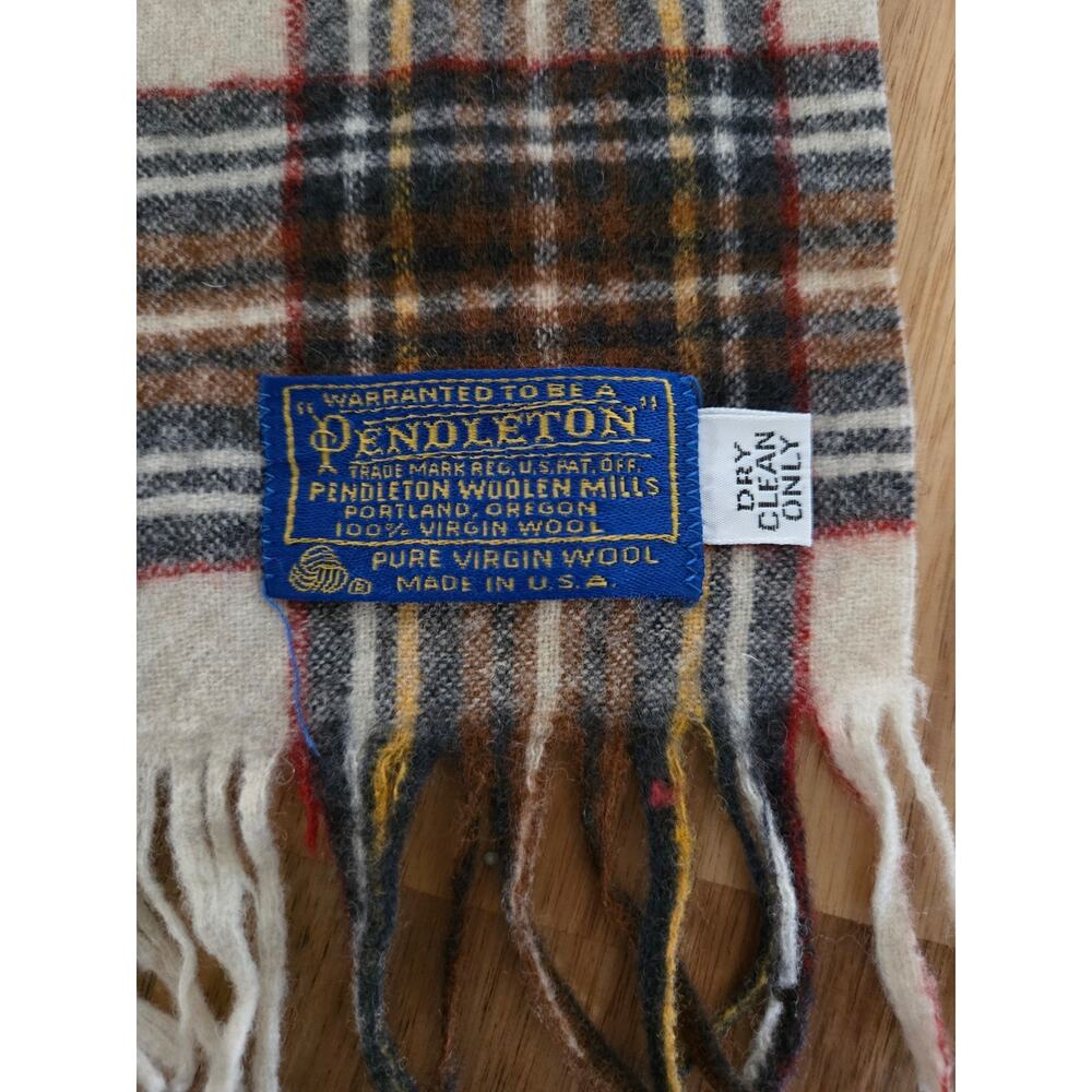 Heritage Vintage Pendleton 100% Virgin Wool Plaid Fringe Scarf Rectangle Preppy - Picture 4 of 9